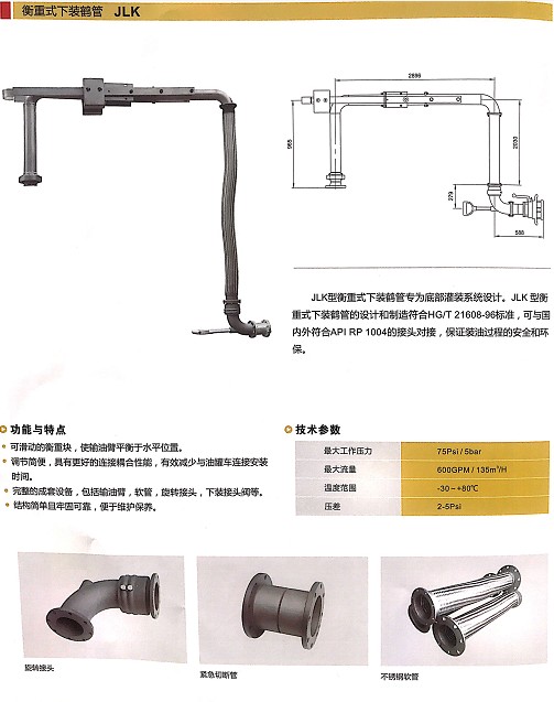浙江嘉隆衡重式下装鹤管JLK 浙江嘉隆衡重式下装鹤管JLK