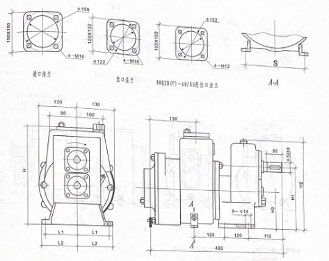 QZB(F)ϵ����ˮ�������μ���װ�ߴ�
